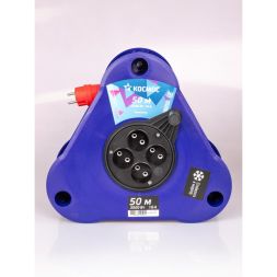Удлинитель на треугольной катушке 4х50м без заземл. 16А IP44 3.5кВт КГ 2х2.5 УКП КОСМОС YKTKsm50m-4g(2.5)KG
