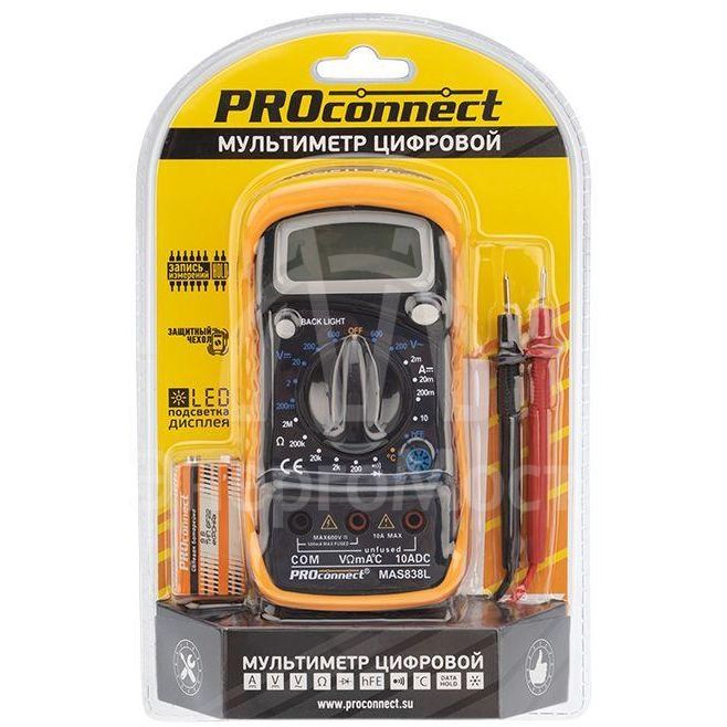 Мультиметр универсальный MAS838L(DT858L) PROCONNECT 13-3022