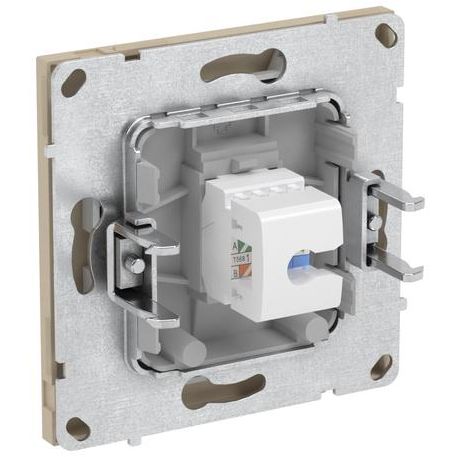 Розетка компьютерная 1-м KANT RJ45 кат.5E без шторки ванильн. марципан DKC 7015663