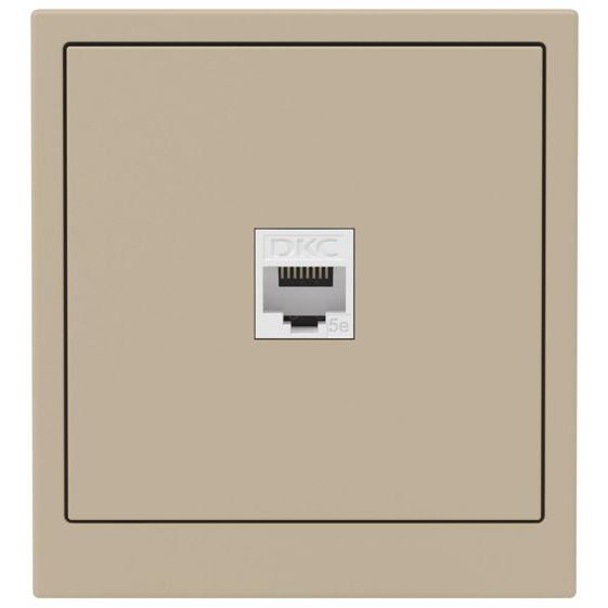 Розетка компьютерная 1-м KANT RJ45 кат.5E без шторки ванильн. марципан DKC 7015663