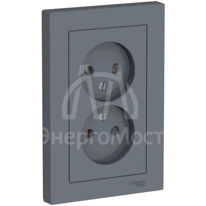 Розетка 2-м AtlasDesign 16А без заземл. в сборе грифель SchE ATN000720