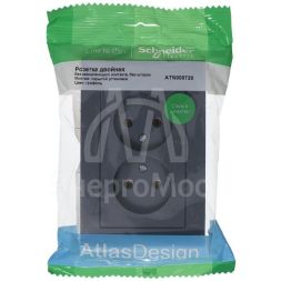 Розетка 2-м AtlasDesign 16А без заземл. в сборе грифель SchE ATN000720