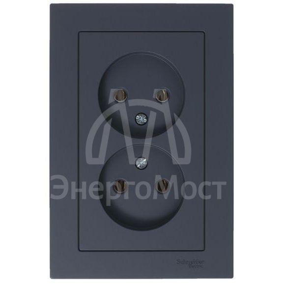 Розетка 2-м AtlasDesign 16А без заземл. в сборе грифель SchE ATN000720