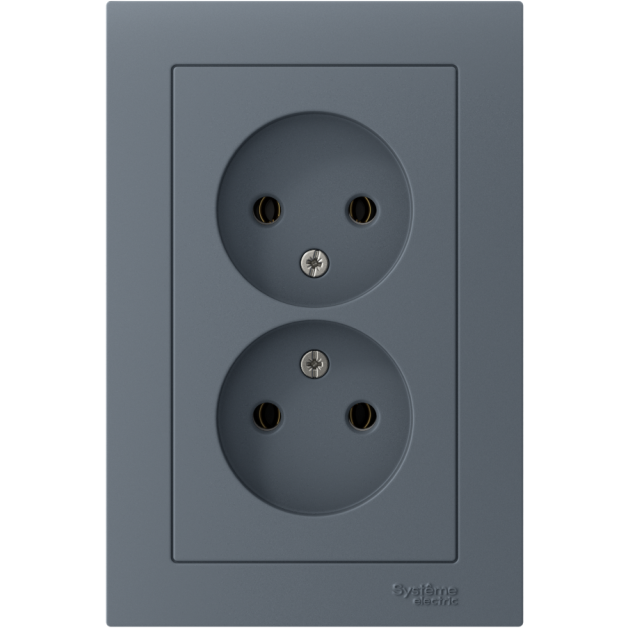 Розетка 2-м AtlasDesign 16А без заземл. в сборе грифель SchE ATN000720