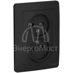 Розетка 2-м СП BLANCA 16А 250В без шторок без заземл. антрацит SchE BLNRS000026