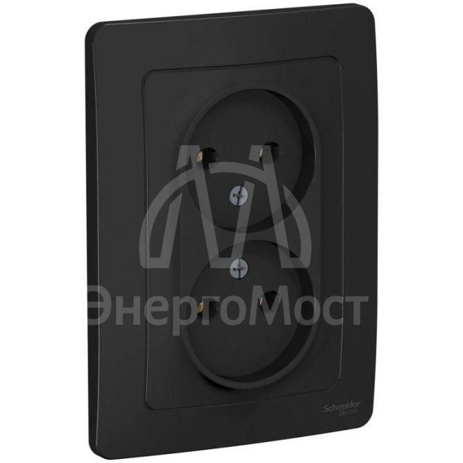 Розетка 2-м СП BLANCA 16А 250В без шторок без заземл. антрацит SchE BLNRS000026