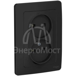 Розетка 2-м СП BLANCA 16А 250В без шторок без заземл. антрацит SchE BLNRS000026