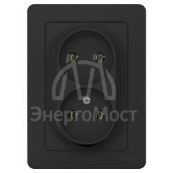 Розетка 2-м СП BLANCA 16А 250В без шторок без заземл. антрацит SchE BLNRS000026