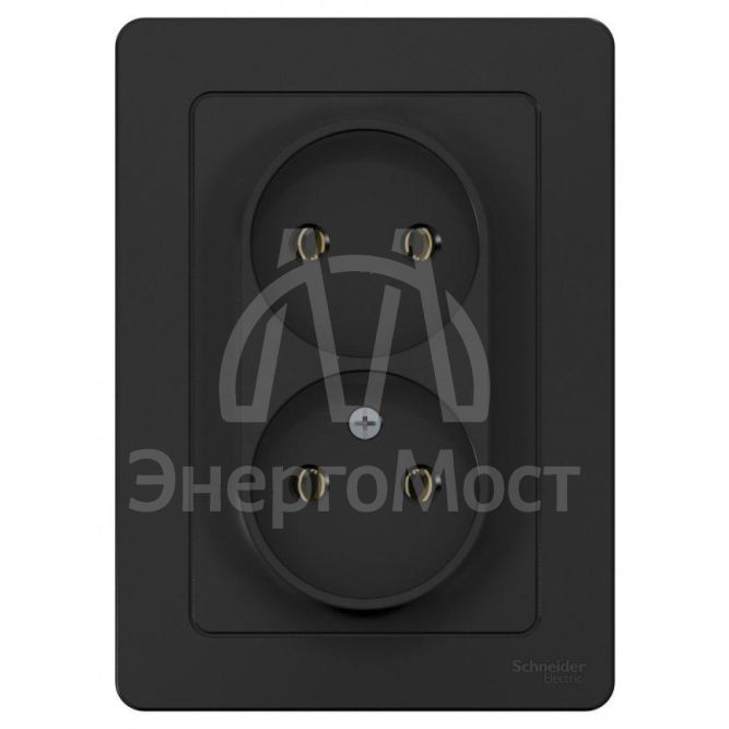 Розетка 2-м СП BLANCA 16А 250В без шторок без заземл. антрацит SchE BLNRS000026