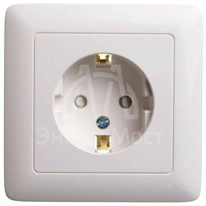 Розетка 1-м СП Хит 16А 250В защ. шторки с заземл. бел. SchE RS16-136-B