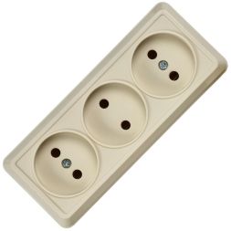Розетка 3-м ОП Октава 10А IP20 без заземл. крем. IEK ERO30-K33-10-DC