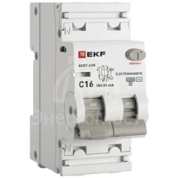 Выключатель автоматический дифференциального тока 2п (1P+N) C 16А 30мА тип AC 6кА АВДТ-63N (электромех.) PROxima EKF D63N26M16C30