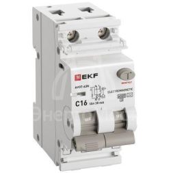 Выключатель автоматический дифференциального тока 2п (1P+N) C 16А 30мА тип AC 6кА АВДТ-63N (электромех.) PROxima EKF D63N26M16C30