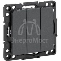 Механизм выключателя 3-кл.Стокгольм 10А черн. PROxima EKF EZV10-024-10