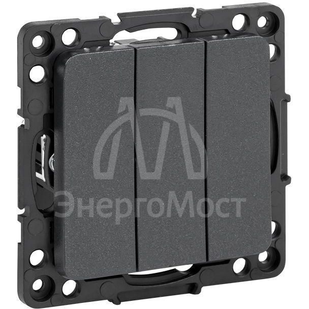 Механизм выключателя 3-кл.Стокгольм 10А черн. PROxima EKF EZV10-024-10