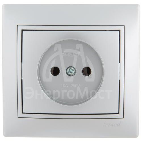Розетка 1-м СП Мира 16А IP20 без заземл. керам. метал. сер. LEZARD 701-1010-121