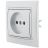 Розетка 1-м СП Мира 16А IP20 без заземл. керам. метал. сер. LEZARD 701-1010-121
