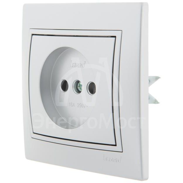 Розетка 1-м СП Мира 16А IP20 без заземл. керам. метал. сер. LEZARD 701-1010-121