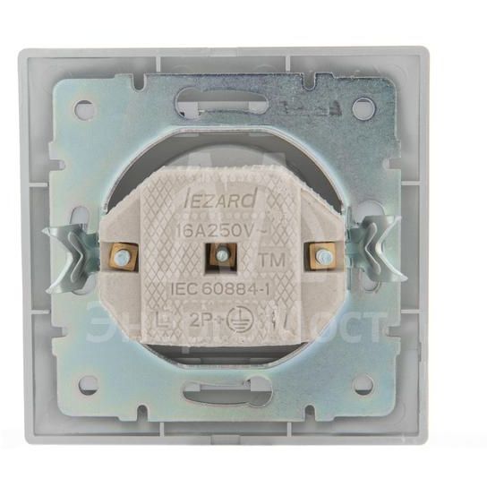 Розетка 1-м СП Мира 16А IP20 без заземл. керам. метал. сер. LEZARD 701-1010-121