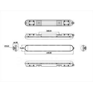 Светильник светодиодный SPP-201-0-65K-01 18Вт 6500К IP65 1710лм 600мм линейный матов. Эра Б0047173