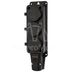 Розетка штепсельная трехместная влагозащ. с/з 16А IP54 каучук Rexant 111-113