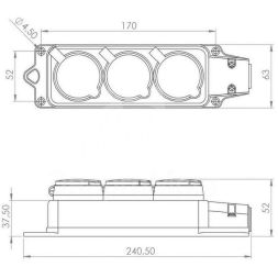 Розетка штепсельная трехместная влагозащ. с/з 16А IP54 каучук Rexant 111-113