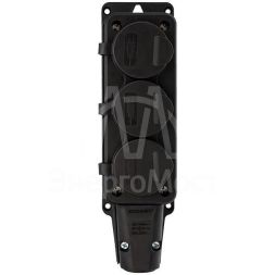 Розетка штепсельная трехместная влагозащ. с/з 16А IP54 каучук Rexant 111-113