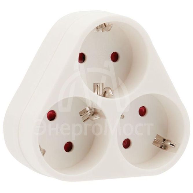 Разветвитель 3-м с заземл. 16А пирамида бел. Rexant 11-1069