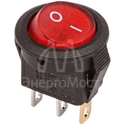 Выключатель клавишный круглый 250А 3А (3с) ON-OFF красн. с подсветкой Micro (RWB-106 SC-214) REXANT 36-2530