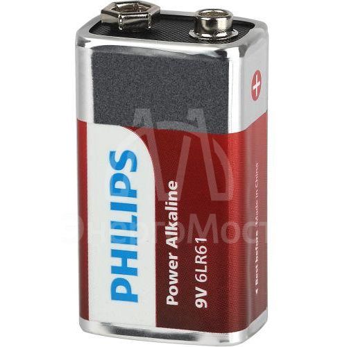 Элемент питания алкалиновый &amp;quot;крона&amp;quot; 6LR61 9В Power (блист. 1шт) Philips Б0062717