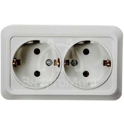 Розетка 2-м BOLLETO с заземл. накл. 7128 бел. ASD / IN HOME 4680005959839
