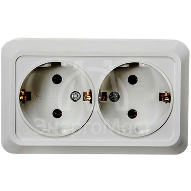 Розетка 2-м BOLLETO с заземл. накл. 7128 бел. ASD / IN HOME 4680005959839