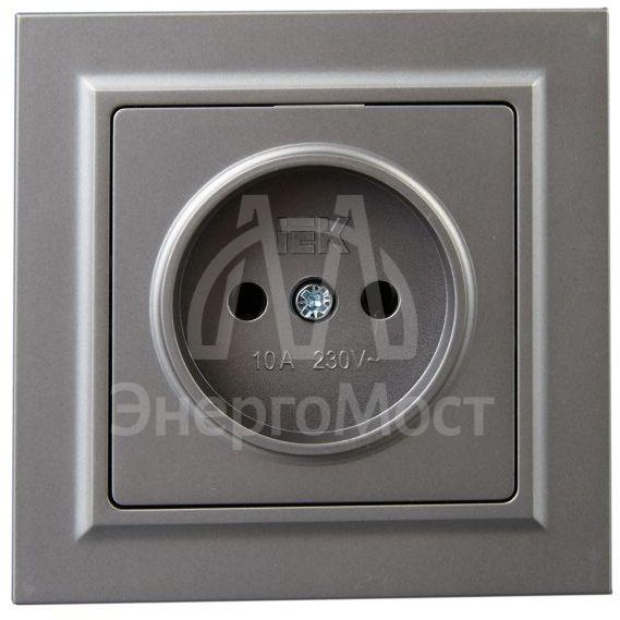 Розетка СП BRITE РСР10-1-0-БрС 10А в сборе без заземл. без защ. шторок сталь IEK BR-R10-10-K46-F