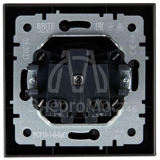 Розетка СП BRITE РСР10-1-0-БрС 10А в сборе без заземл. без защ. шторок сталь IEK BR-R10-10-K46-F