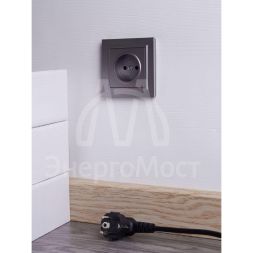 Розетка СП BRITE РСР10-1-0-БрС 10А в сборе без заземл. без защ. шторок сталь IEK BR-R10-10-K46-F