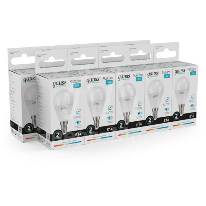 Лампа светодиодная Elementary Шар 12Вт 920лм E14 4100К Gauss 53122