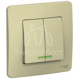 Выключатель 2-кл. СП Blanca 10А IP20 (сх. 5) 250В с подсветкой беж. SchE BLNVS010517