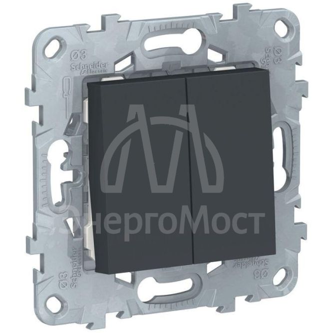 Механизм выключателя 2-кл. 2мод. СП Unica New IP21 (сх. 5) антрацит SchE NU521154