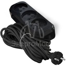 Удлинитель 3х5м без заземл. 10А IP20 Е-202 ПВС 2х0.75 АБС-пластик черн. UNIVersal 2166