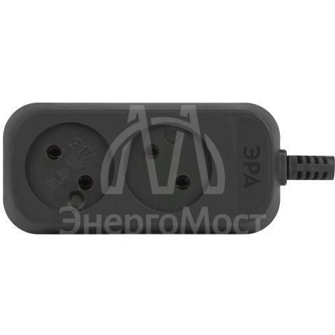 Колодка удлинителя KX-2-B 2-м без заземл. черн. Эра Б0061660