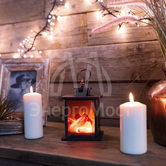 Камин светодиодный &amp;quot;Кантри&amp;quot; с эффектом живого огня 12х12х18.5см батарейки 3хАА (не в комплекте) NEON-NIGHT 511-031