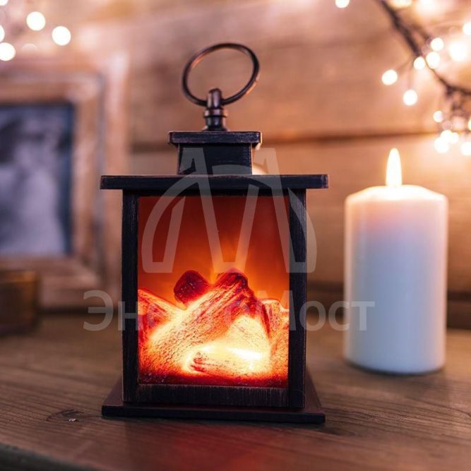 Камин светодиодный &amp;quot;Кантри&amp;quot; с эффектом живого огня 12х12х18.5см батарейки 3хАА (не в комплекте) NEON-NIGHT 511-031