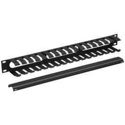 Органайзер кабельный JB07-1U-BK 19дюйм 1U с крышкой метал. RAL9004 черн. Cabeus 8643c