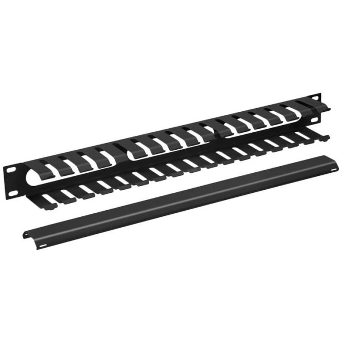 Органайзер кабельный JB07-1U-BK 19дюйм 1U с крышкой метал. RAL9004 черн. Cabeus 8643c