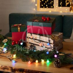 Гирлянда &amp;quot;LED-Шарики&amp;quot; 5м d=18мм 30LED RGB темно-зел. провод 3.6Вт 220В IP20 NEON-NIGHT 303-549