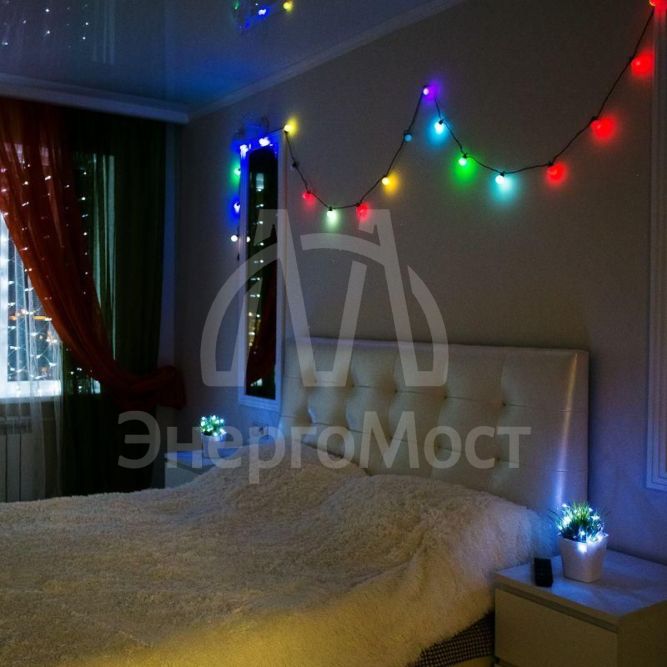 Гирлянда &amp;quot;LED-Шарики&amp;quot; 5м d=18мм 30LED RGB темно-зел. провод 3.6Вт 220В IP20 NEON-NIGHT 303-549