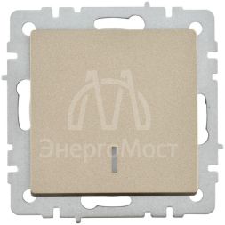 Выключатель 1-кл. СП BRITE ВС10-1-1-БрШ 10А с инд. шампань IEK BR-V10-1-10-K37