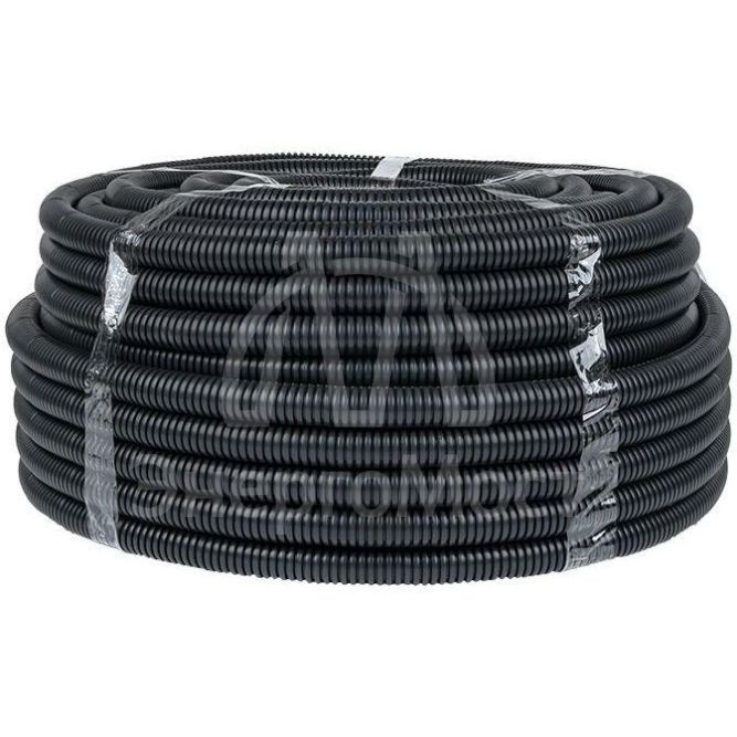 Труба гофрированная FRHF d25мм с протяжкой черн. (уп.75м) Plast PROxima EKF FRHF-25