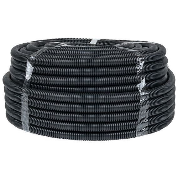 Труба гофрированная FRHF d25мм с протяжкой черн. (уп.75м) Plast PROxima EKF FRHF-25