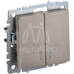 Выключатель 2-кл. СП BRITE ВС10-2-1-БрШ 10А с инд. шампань IEK BR-V20-1-10-K37